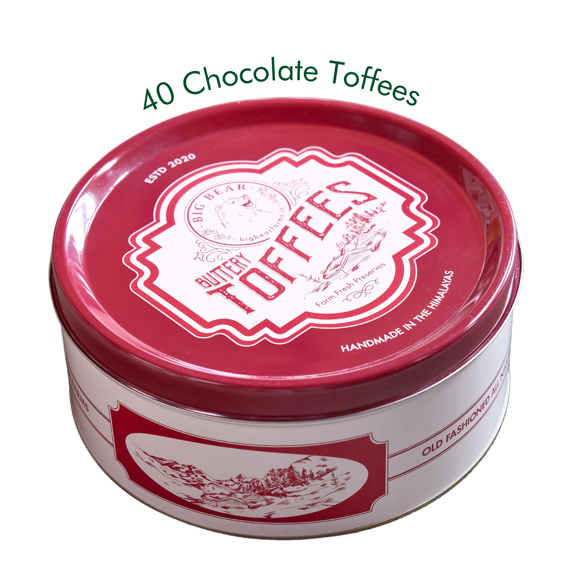 Chocolate Caramel Toffee Tin  600g - 40 pieces - Big Bear Farms