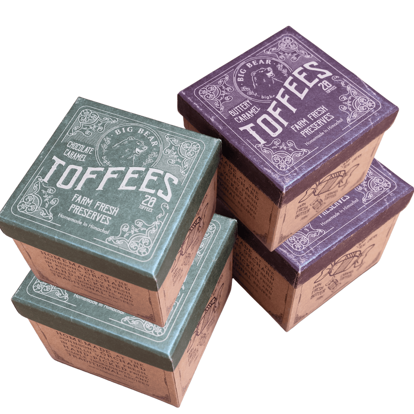 Chocolate Caramel Toffee 300g x 2 + Caramel Toffee 300g x 2 - Big Bear Farms