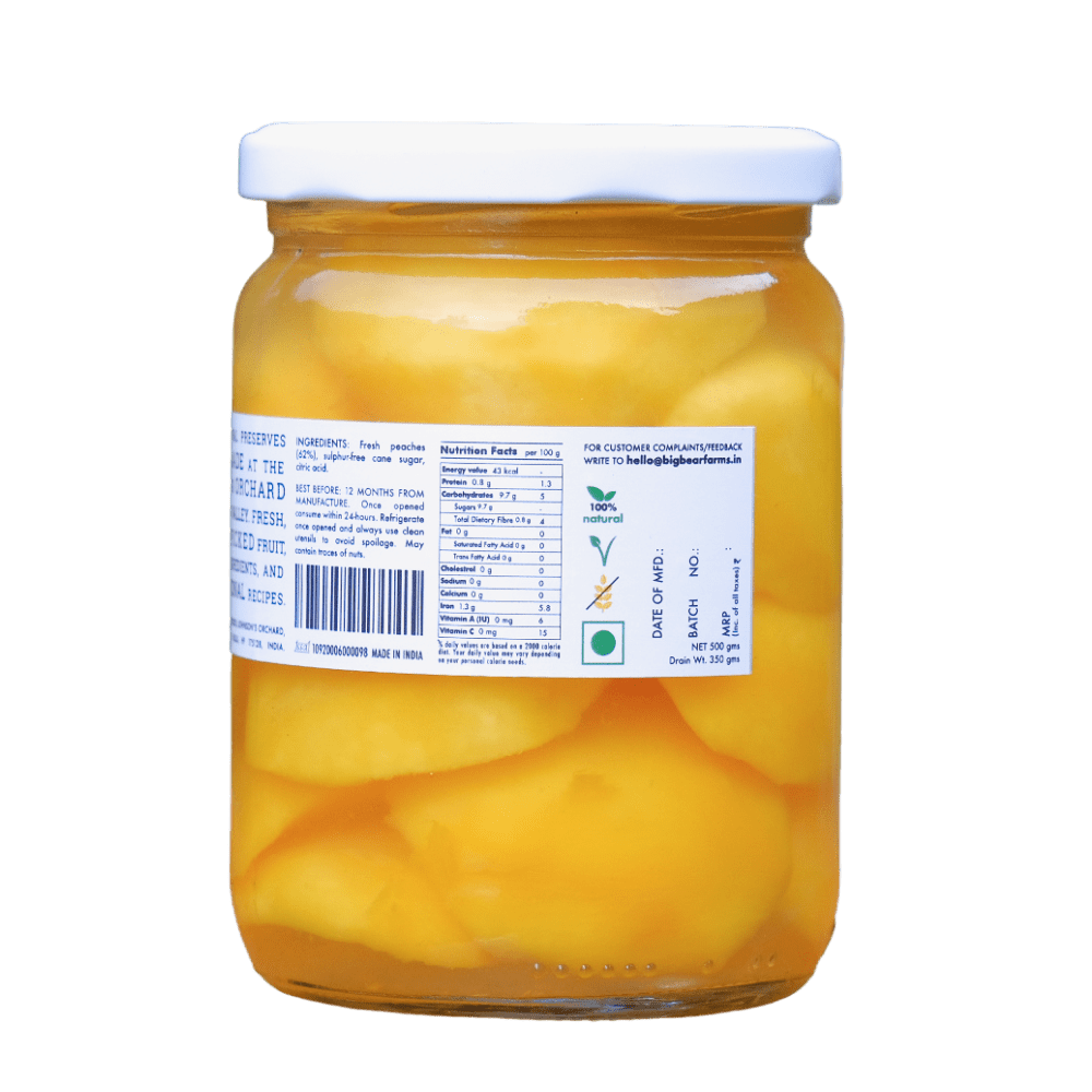 Bottled Peaches 500g - Big Bear Farms