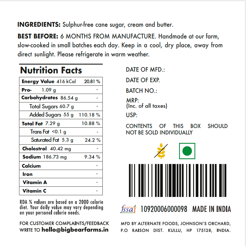 Caramel Toffee 150g - 10 pieces - Big Bear Farms