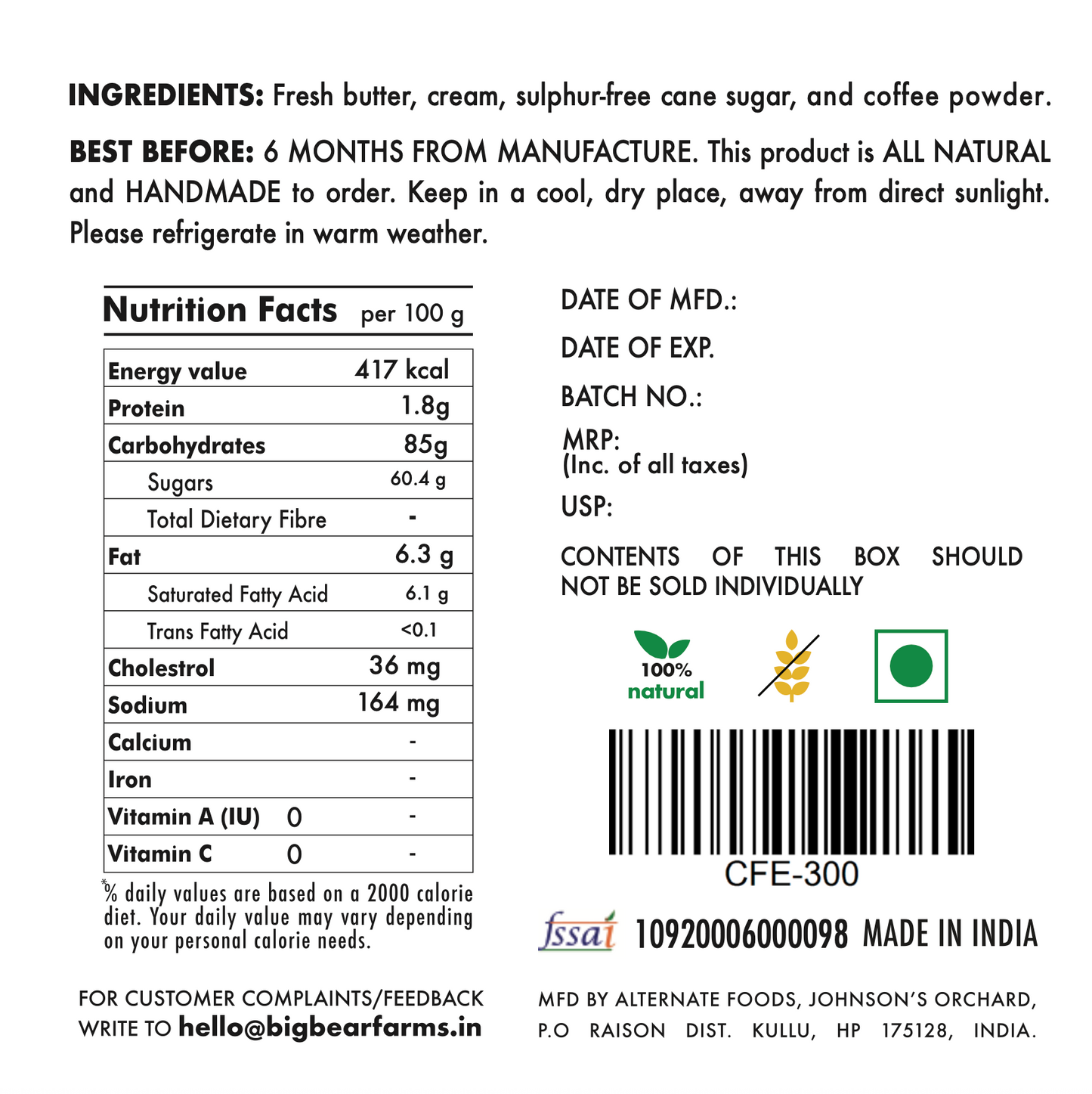 Coffee Caramel Toffee 300g 3 x PACK COMBO