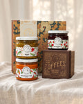 Marigold box of four - Toffee + Hot Sauce + Apple Pickle + Strawberry Jam