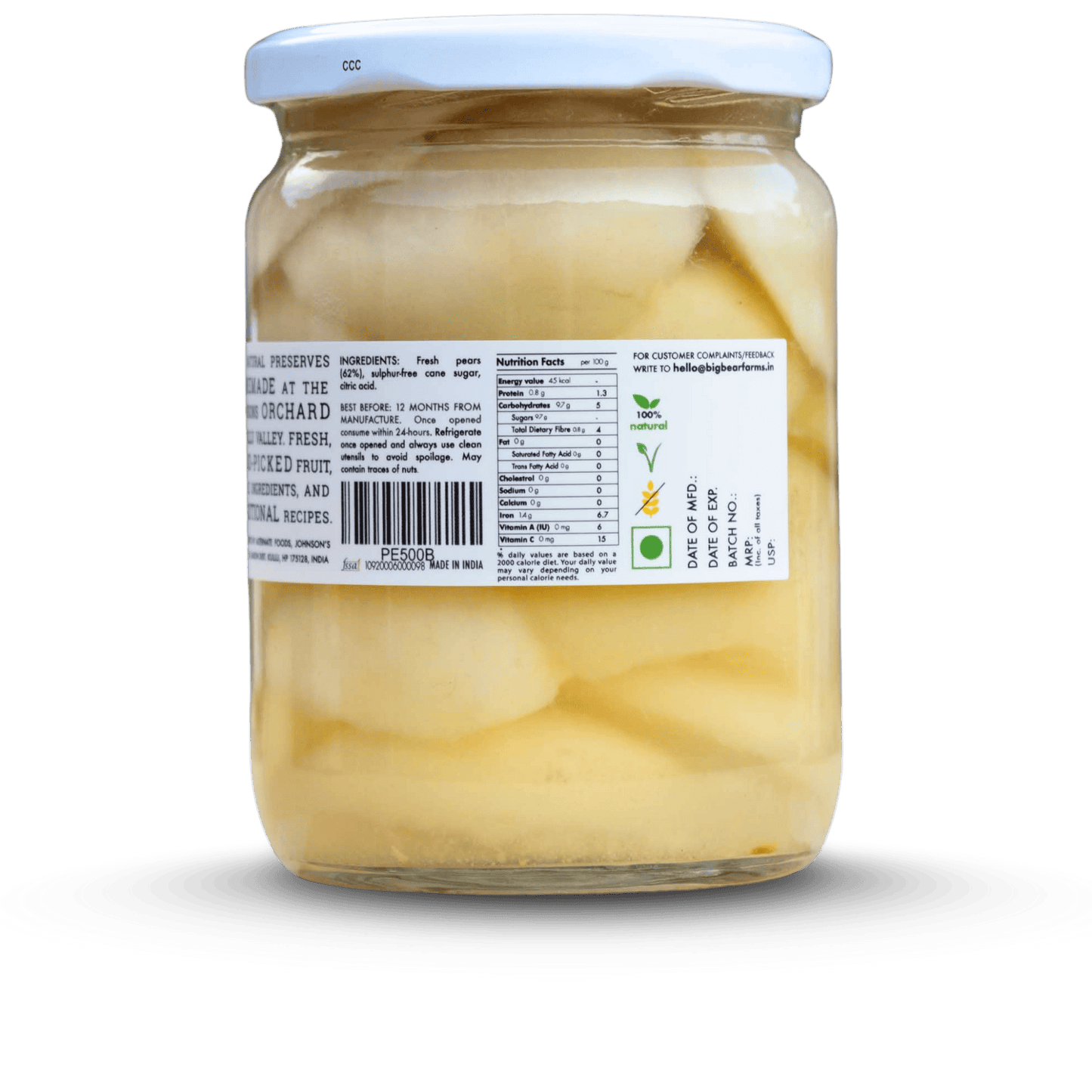 Bottled Pears 500g