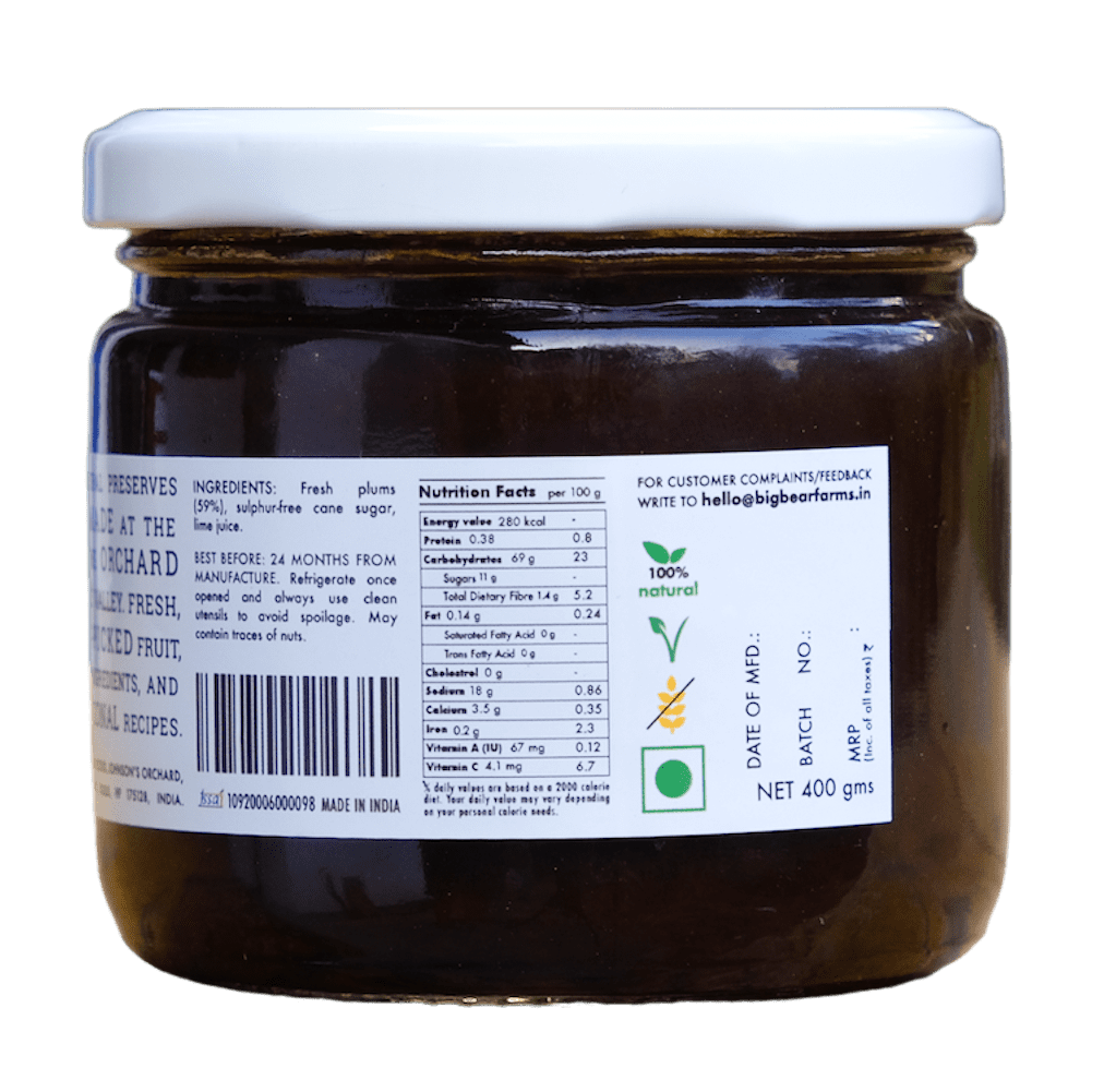 Plum Jam 300g - Big Bear Farms