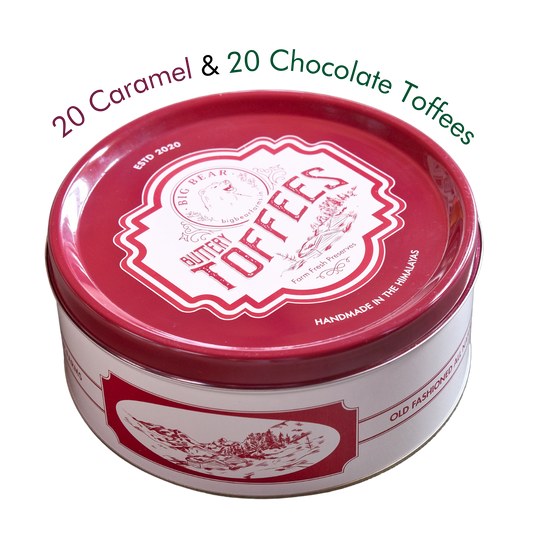 Assorted Caramel & Chocolate Toffee Tin  600g - 40 pieces