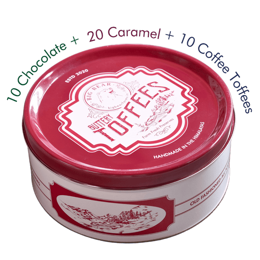 Assorted Caramel, Coffee & Chocolate Toffee Tin  600g - 40 pieces