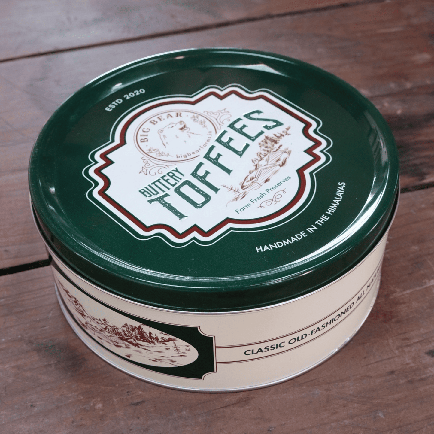 Assorted Caramel, Coffee & Chocolate Toffee Tin  600g - 40 pieces - Big Bear Farms