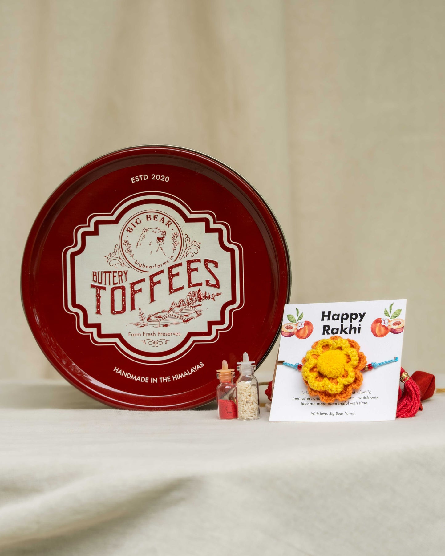 Buttery Caramel Toffee Tin with Rakhi - Big Bear Farms
