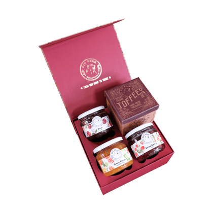 Festive Box of 4 with Chocolate Caramel Toffee 300g - BOX ONLY - PART OF CUSTOMISED GIFT BOX - Big Bear Farms