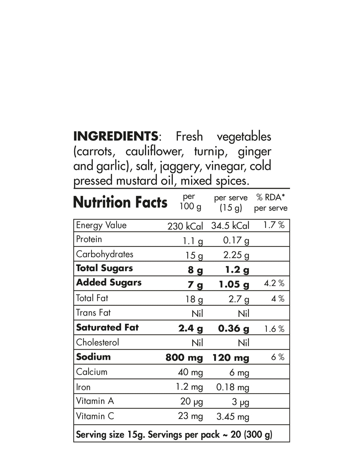 Gajar Gobhi Shalgam Pickle 300g - Big Bear Farms
