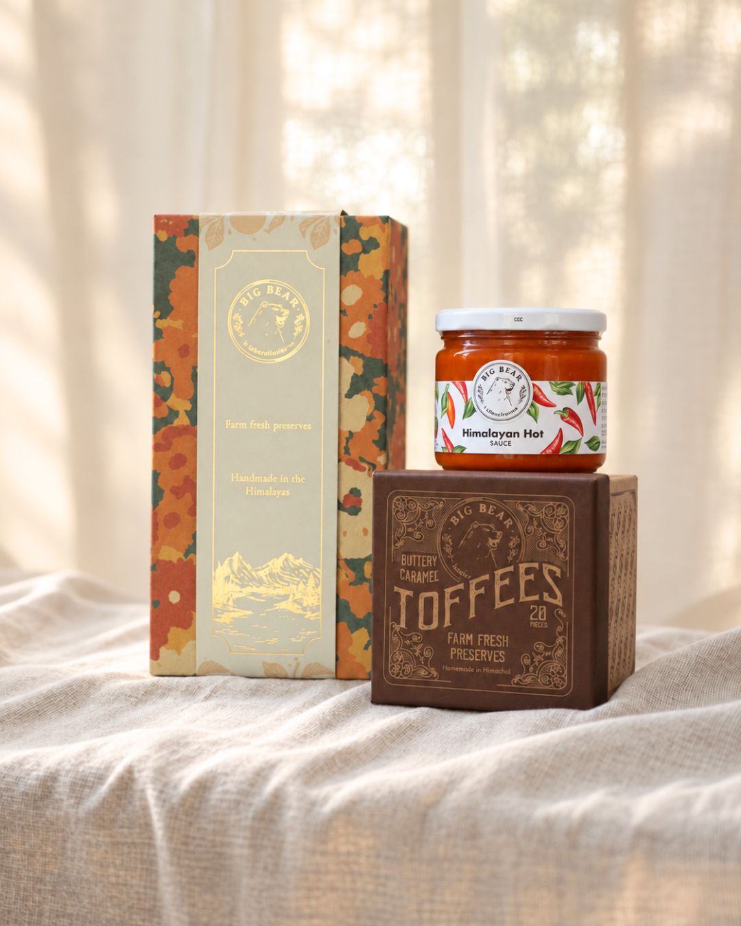 Marigold box of two - Buttery Caramel Toffee + Himalayan Hot Sauce