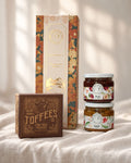 Marigold box of three - Buttery Caramel Toffee + Apple Pickle + Plum Chutney