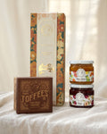 Marigold box of three - Buttery Caramel Toffee + Three Citrus Marmalade + Plum Chutney