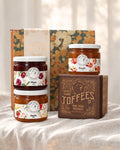 Marigold box of four - Buttery Caramel Toffee + Peach Jam + Apple Jam + Plum Jam