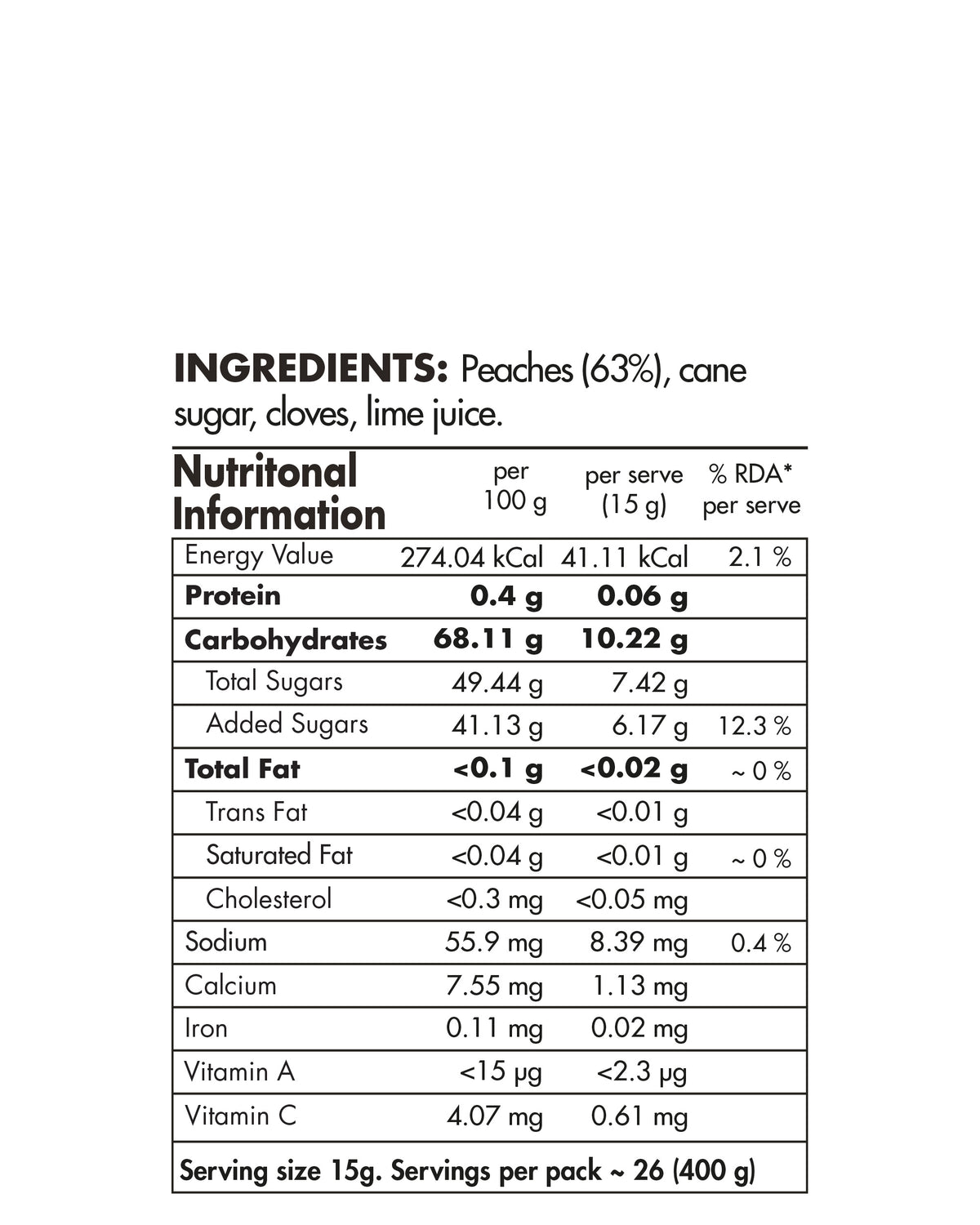 Peach Jam 350g - Big Bear Farms