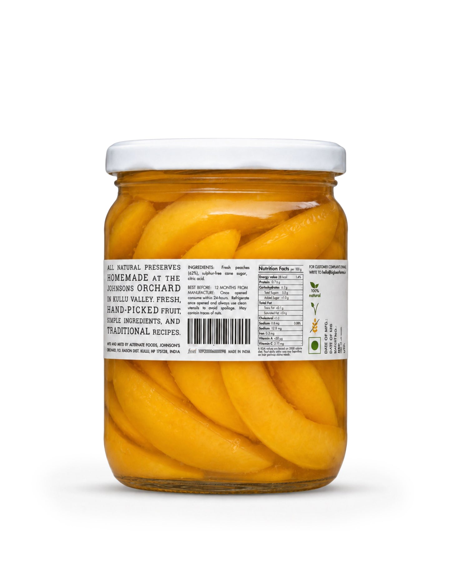 Bottled Peaches 500g (Thin Cut) - Big Bear Farms