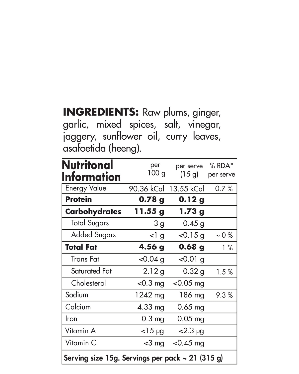 Raw Plum Pickle 315g - Big Bear Farms