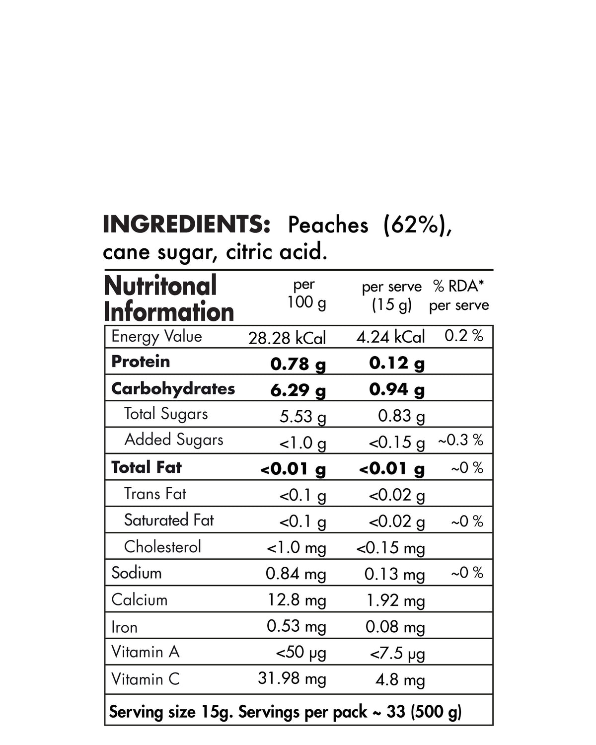 Bottled Peaches 500g - Big Bear Farms