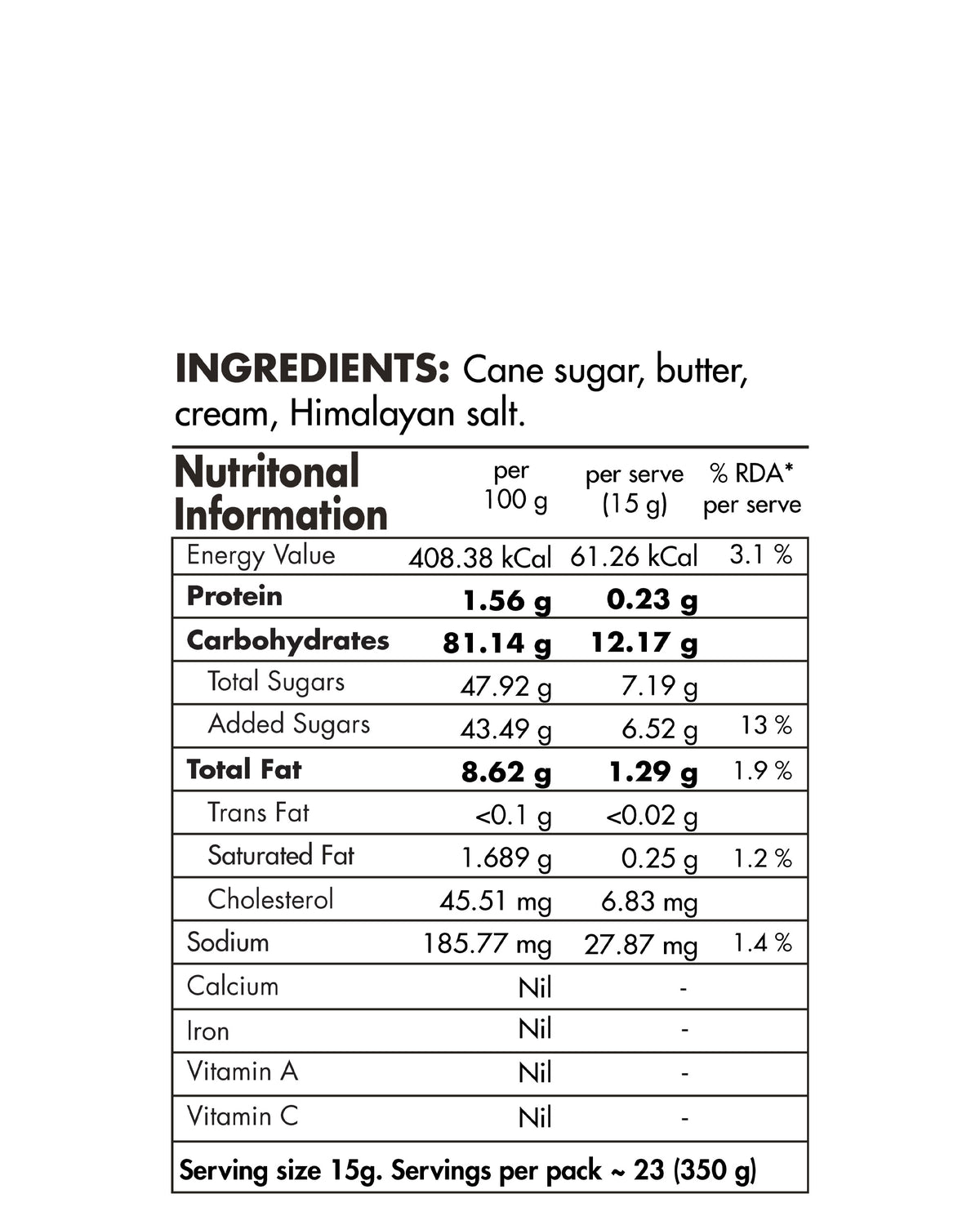 Salted Caramel Dessert Spread 350g - Big Bear Farms
