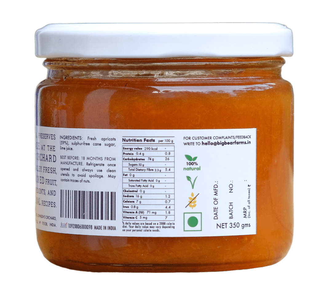Apricot Jam 300g - Big Bear Farms