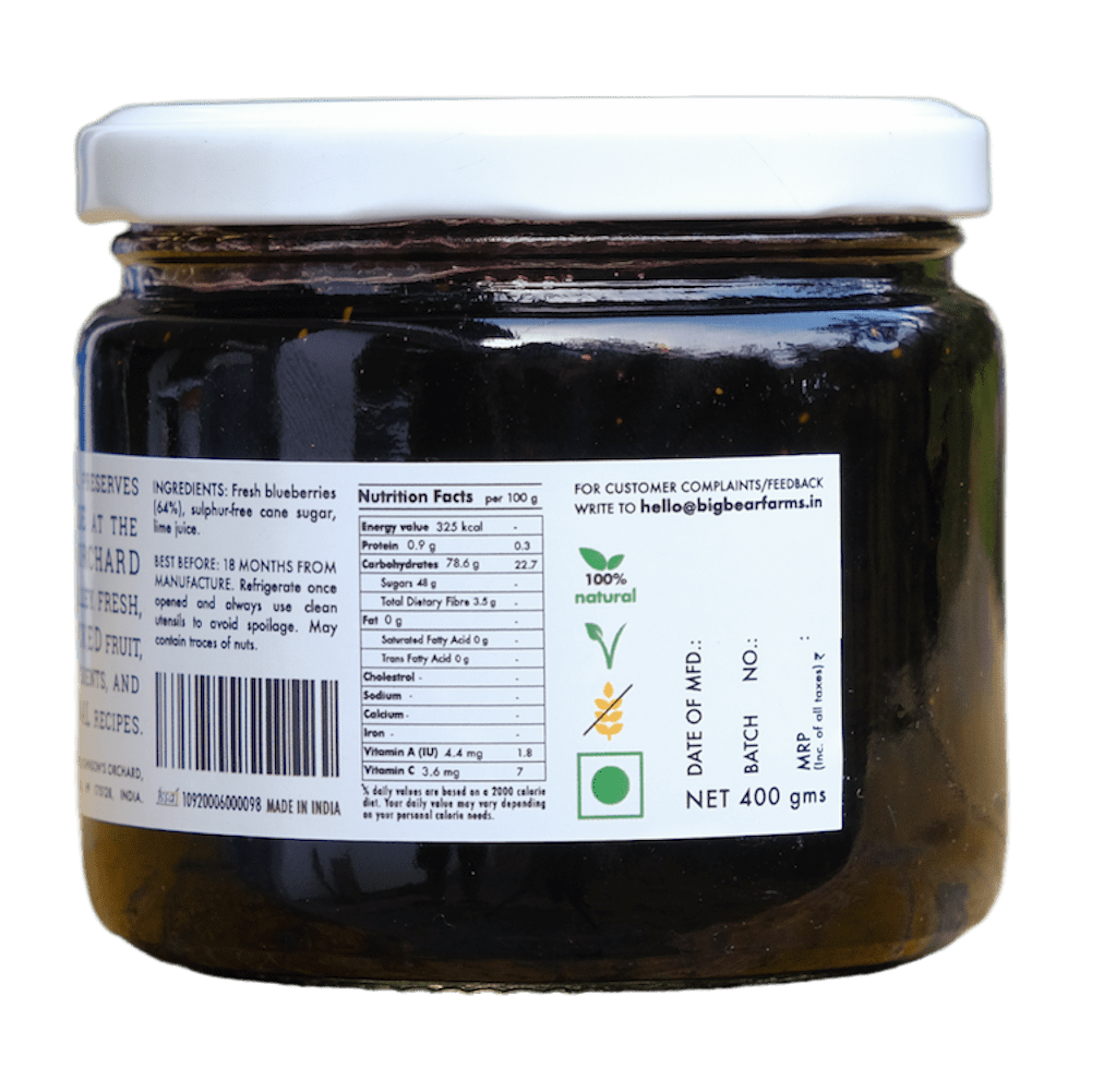 Blueberry Preserve 300g - Big Bear Farms