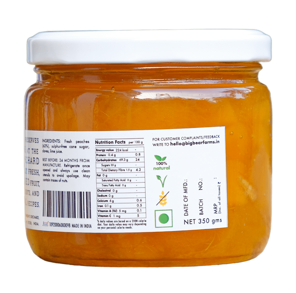 Peach Jam 300g - Big Bear Farms