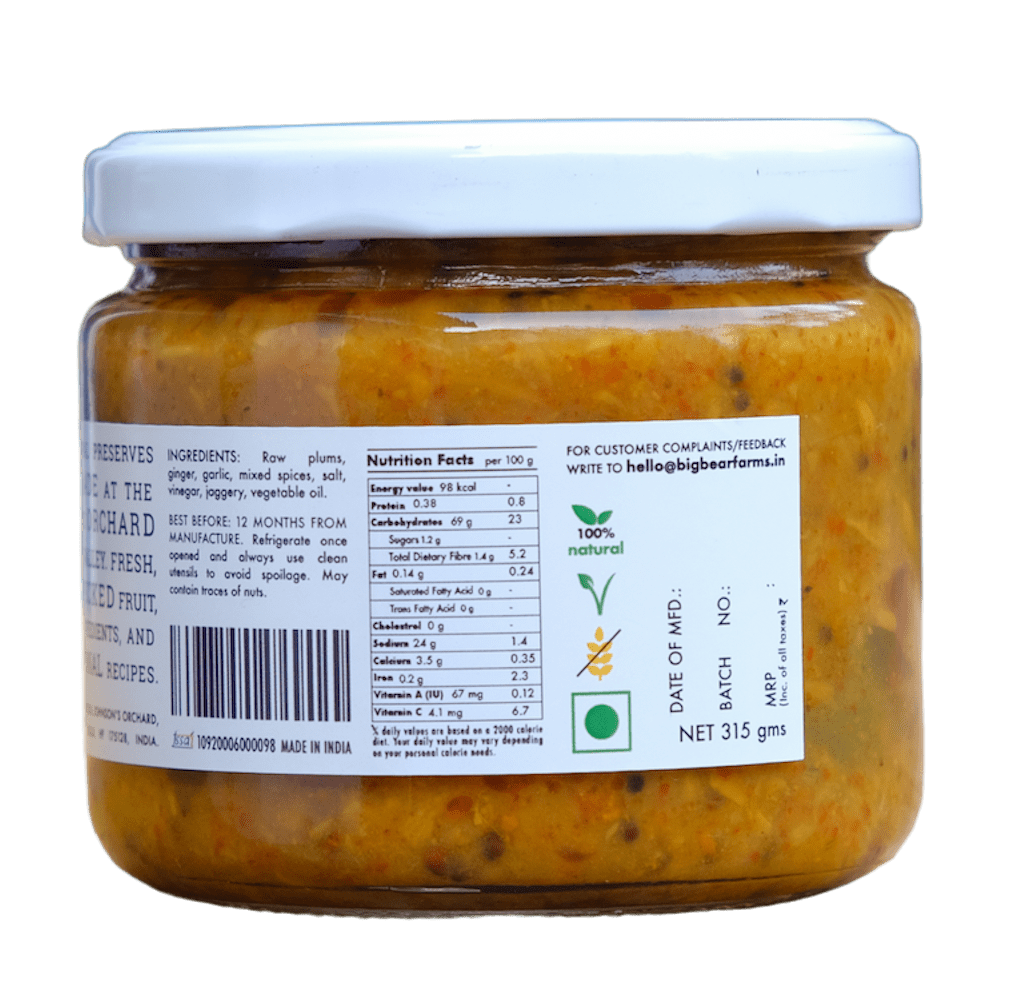 Raw Plum Pickle 300g - Big Bear Farms