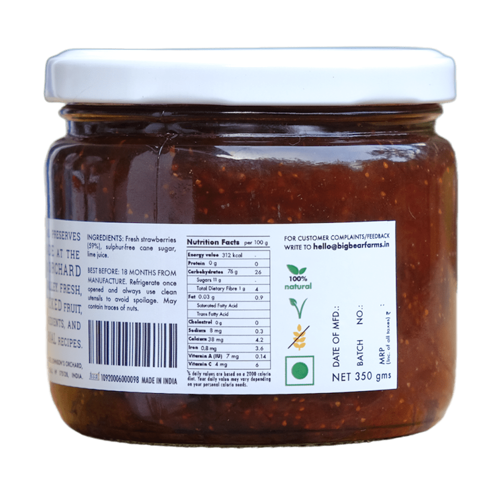 Strawberry Preserve 300g - Big Bear Farms